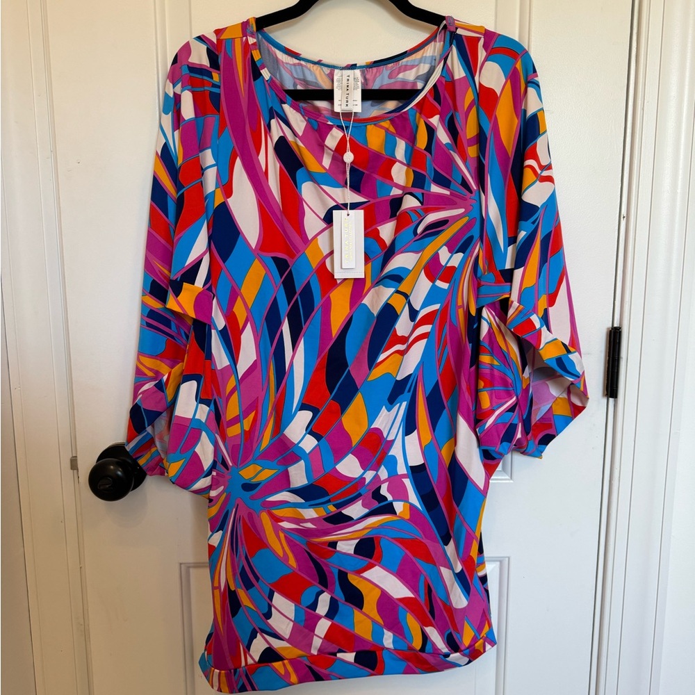 *NWT* TRINA TURK PRINTED RIO TUNIC DRESS COVERUP LARGE - Picture 3 of 8